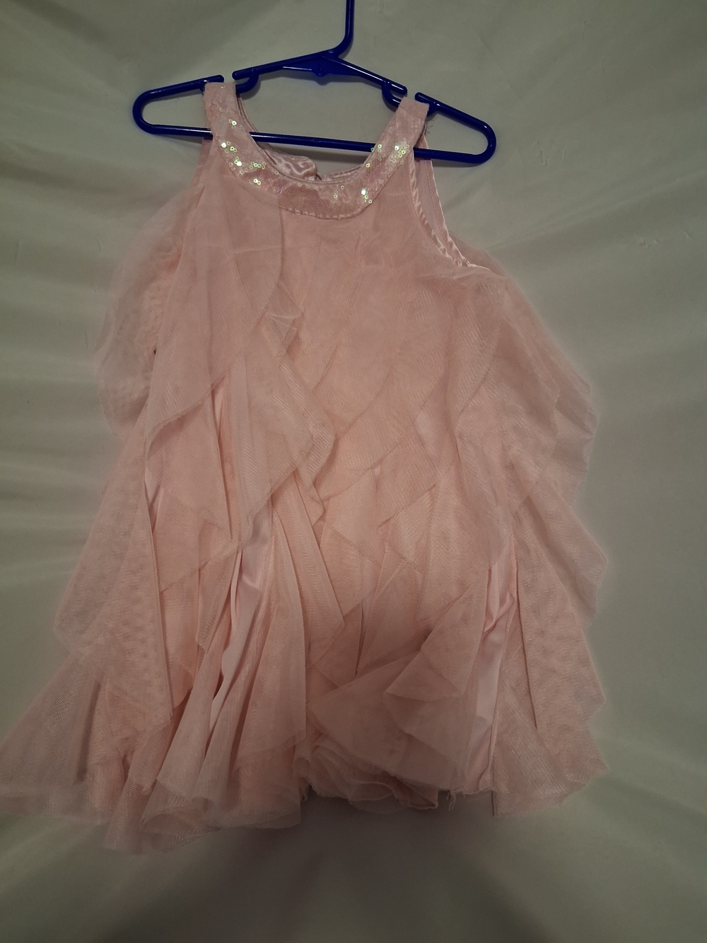 Place Light Pink Tulle Ruffle Tank with Sequin Neckline